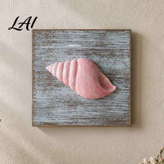 Indoor Wall Hanging Decor 3D Conch/Starfish/Shell Wooden Art Distressed Coastal Style Decoration Nautical Home Decorations Ocean Inspired