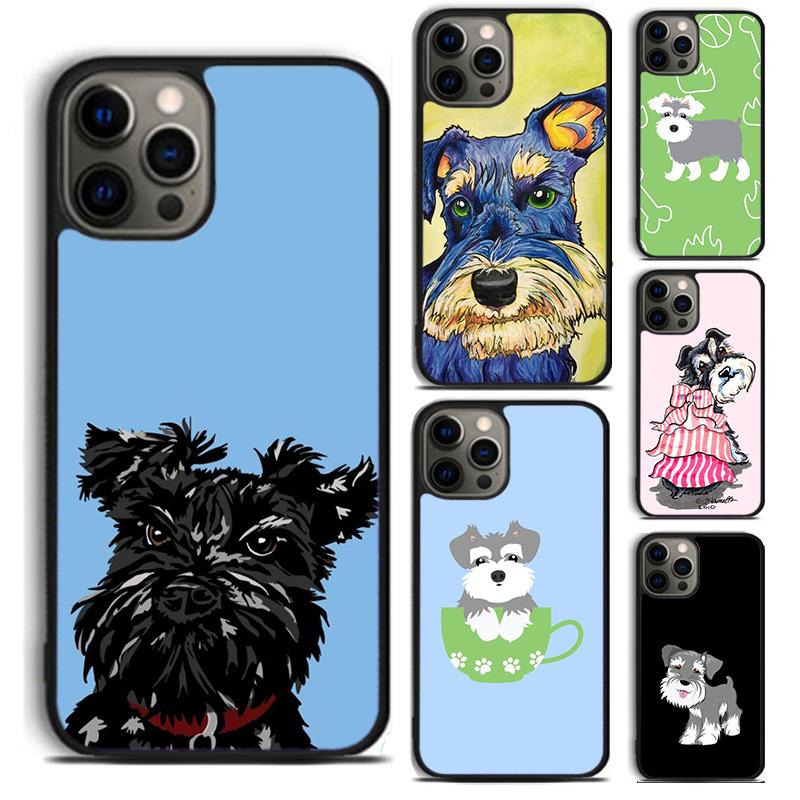 Cute Pet Dog Miniature Schnauzer Phone Case For iPhone 5 6 7 8 Plus X XR XS SE2020 Apple 11 12 13 Mini Pro Max Galaxy S20 S21