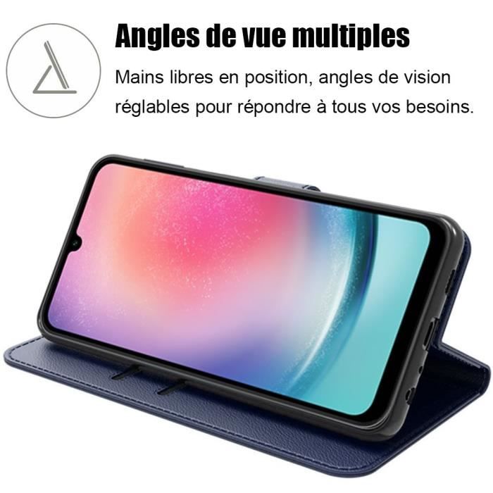 Full Case for Samsung Galaxy A24 Navy Blue PU Leather Protection