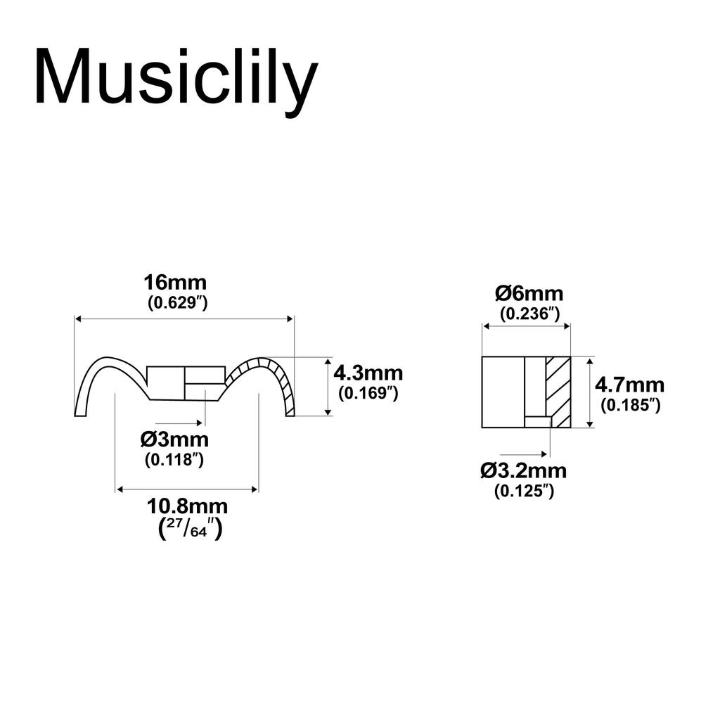 Musiclily Pro 16 мм гофрированный стальной струнодержатель для электрогитар Stratocaster и черных бас-гитар,