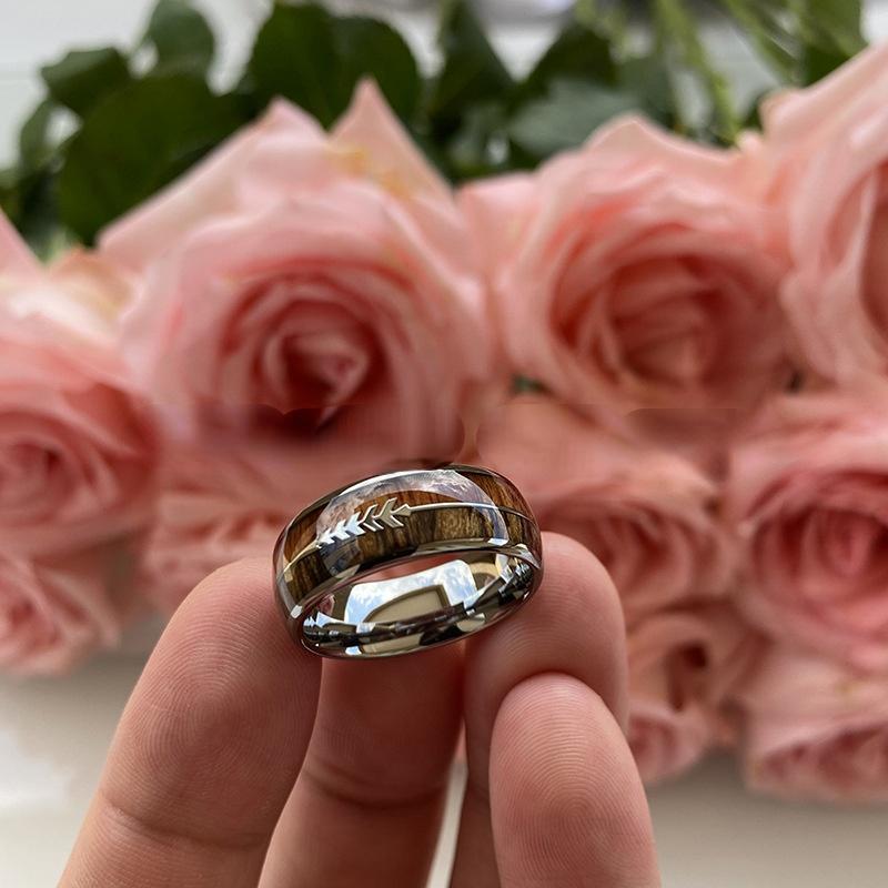 8 мм мужские модные кольца из нержавеющей стали с инкрустацией деревом кольца со стрелками обручальное кольцо юбилей подарок на день рождения ювелирные изделия