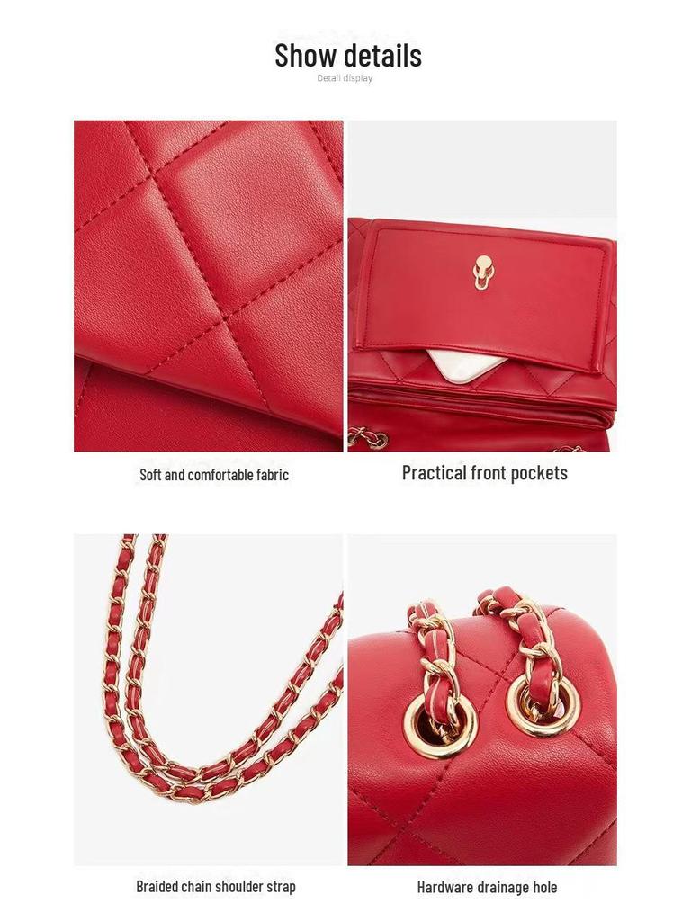 Женская красная свадебная сумочка: Модная вместительная сумка 2024 года, украшенная бриллиантами