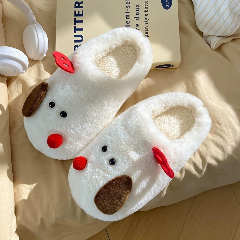 2024 New Winter Female Cartoon Warm Plush Slippers Indoor Non-Slip Home Slippers Women's Baotou Cotton Shoes