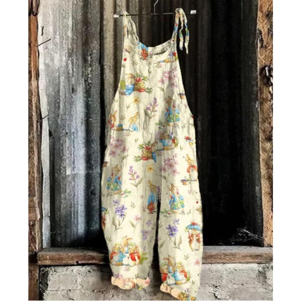 VIONA Suspenders Jumpsuits Women Print One Piece Pocket Overalls Sling Long Pants Casual Loose High Waist Rompers Y2k Streetwear