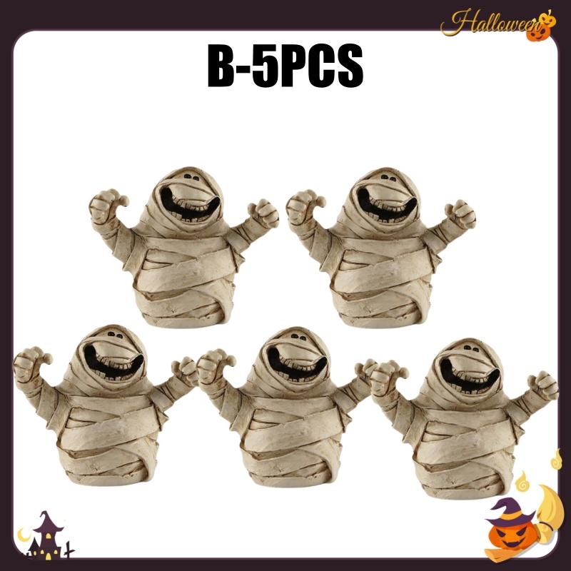 Cartoon Pumpkin Ghost Resin Craft Miniature Sculpture Cute Spooky Scene Decor Tabletop Ornament Home Party Halloween