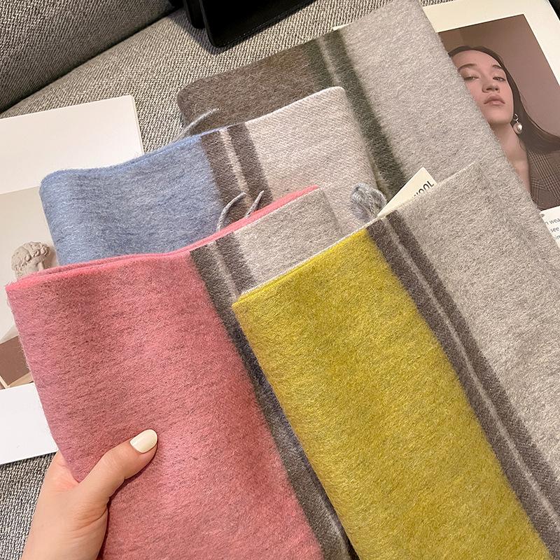 Luxury Winter 100% Wool Scarf Women 2 Colours Cashmere Handkerchief Warm Pashmina Female Shawl Pareo Soft Bufanda Scarves Stole