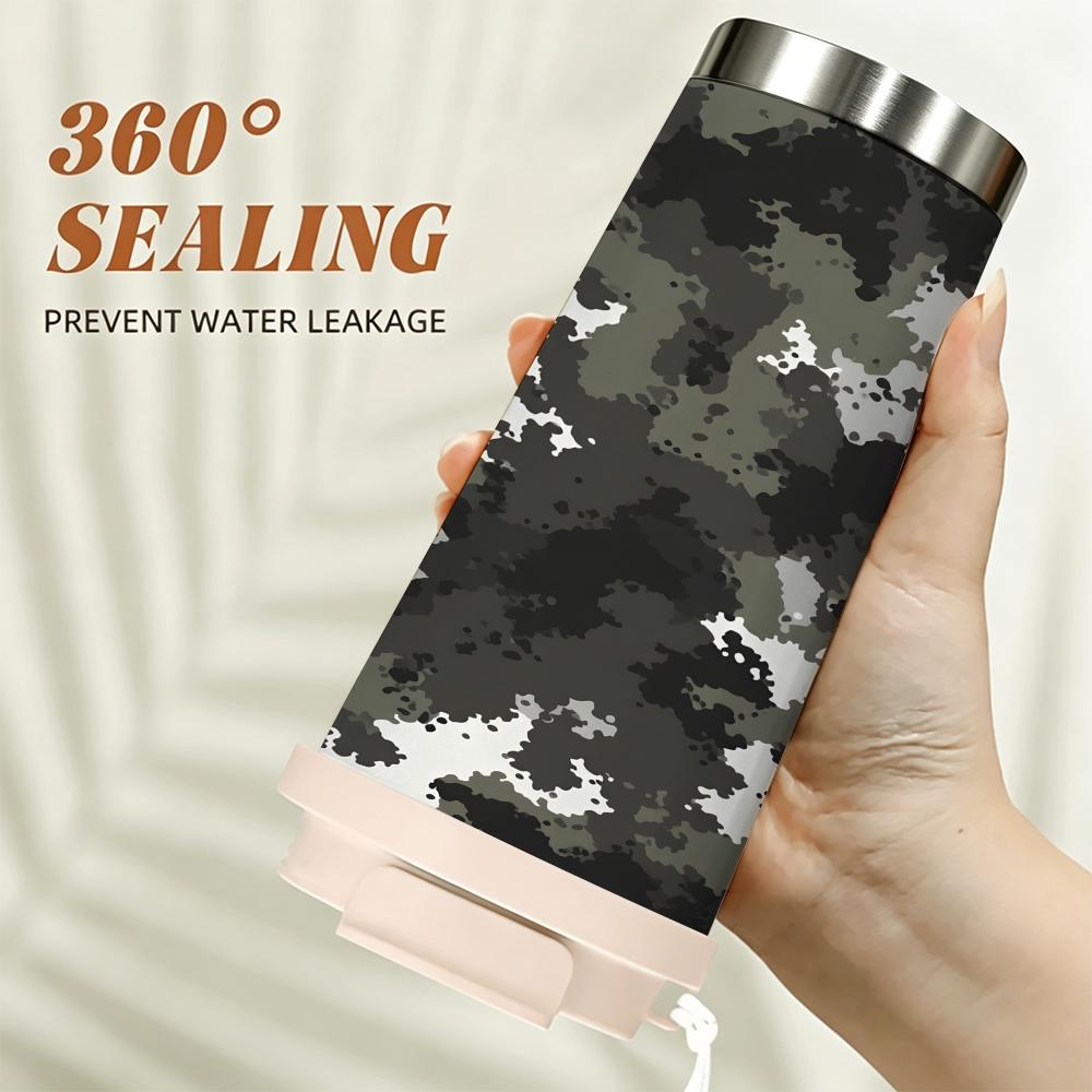Tactical Camouflage Pattern Stainless Steel Insulated Coffee Tumbler Vacuum Thermal Cup Portable Travel Mug for Outdoor Sports Work