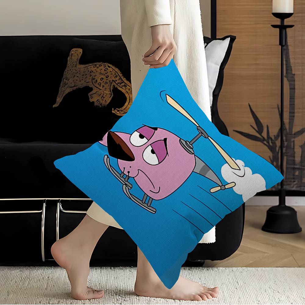 Cartoon CCOURAGE The CCowardly DDog Cushion Cover Car Throw Pillow Case For Sofa Car Christmas Gift 40x40cm 45x45cm