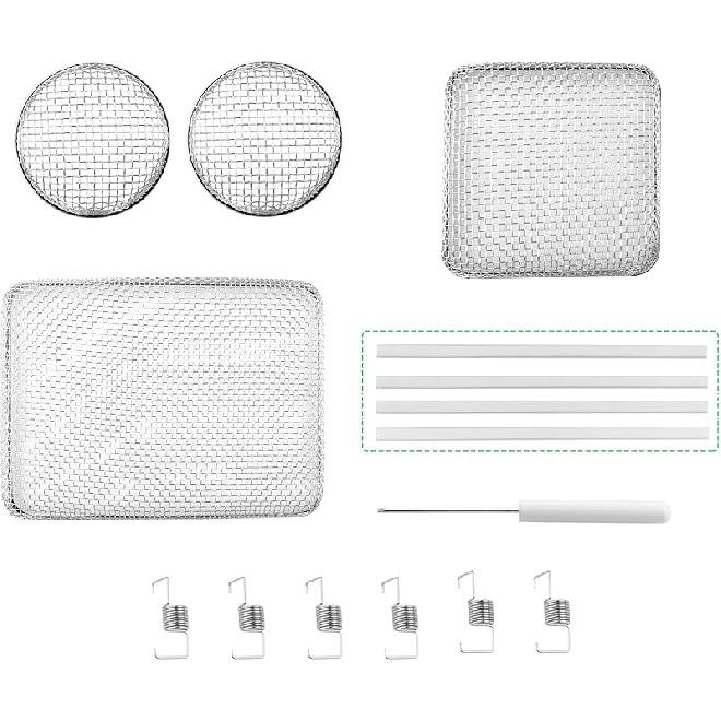 RVGUARD Экран от насекомых для вентиляционного отверстия фургона, Защитная сетка для вентиляционного отверстия фургона, 2 шт., 2,8 x 1,3 дюйма, Сетка из нержавеющей стали, с инструментом для установки и силиконовой резиной