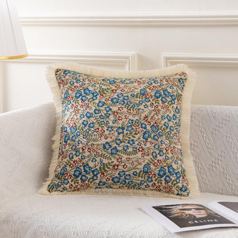 2 шт. Винтажный чехол на подушку для дивана с цветочным рисунком и кисточками, застежка-молния, только ручная стирка, многоцелевое использование для гостиной, спальни, декора автомобиля