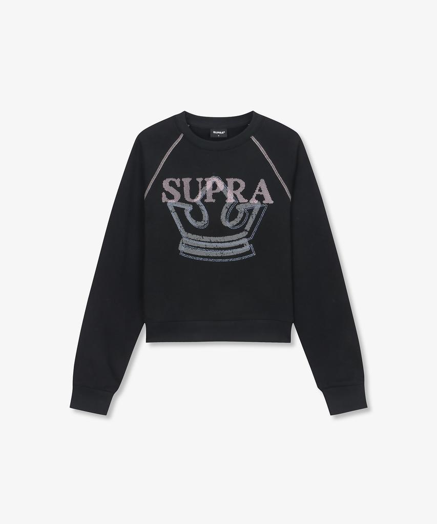 SUPRA Women'S Crown Graphic Crop Sweatshirt (Black)