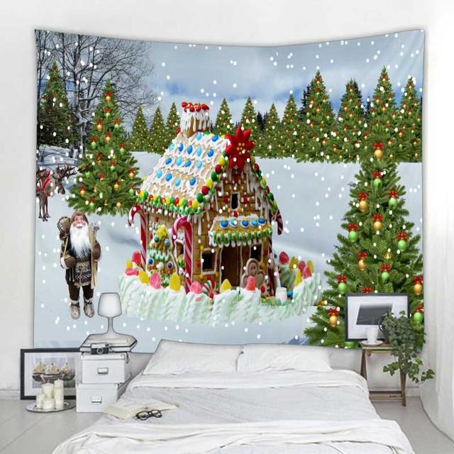 Рождественские украшения гобелен Санта-Клаус снежная сцена настенный подвесной хиппи фантазия сцена фон ткань богемное украшение дома