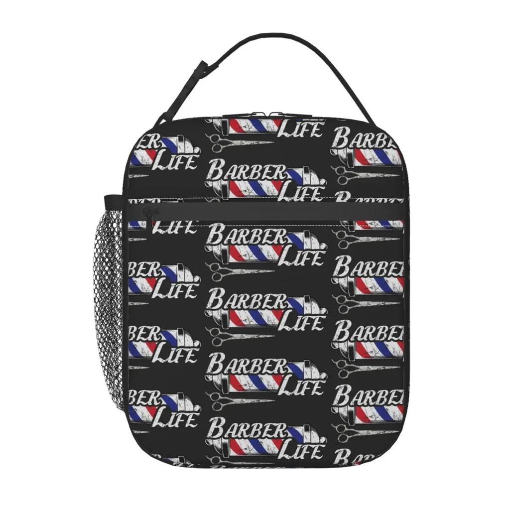 Barber Shop Sign Entrance Insulated Lunch Bag for Women Children Portable Food Boxes Thermal Lunch Box Tote