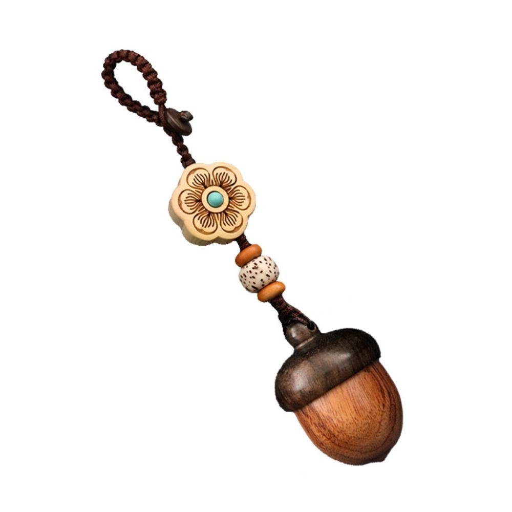 Брелок для ключей из сандалового дерева в китайском стиле с открывающейся крышкой в виде шишки