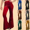 Women's 2023 European & American Style High Waist Velvet Flared Pants - Solid Color, Casual Long Pants