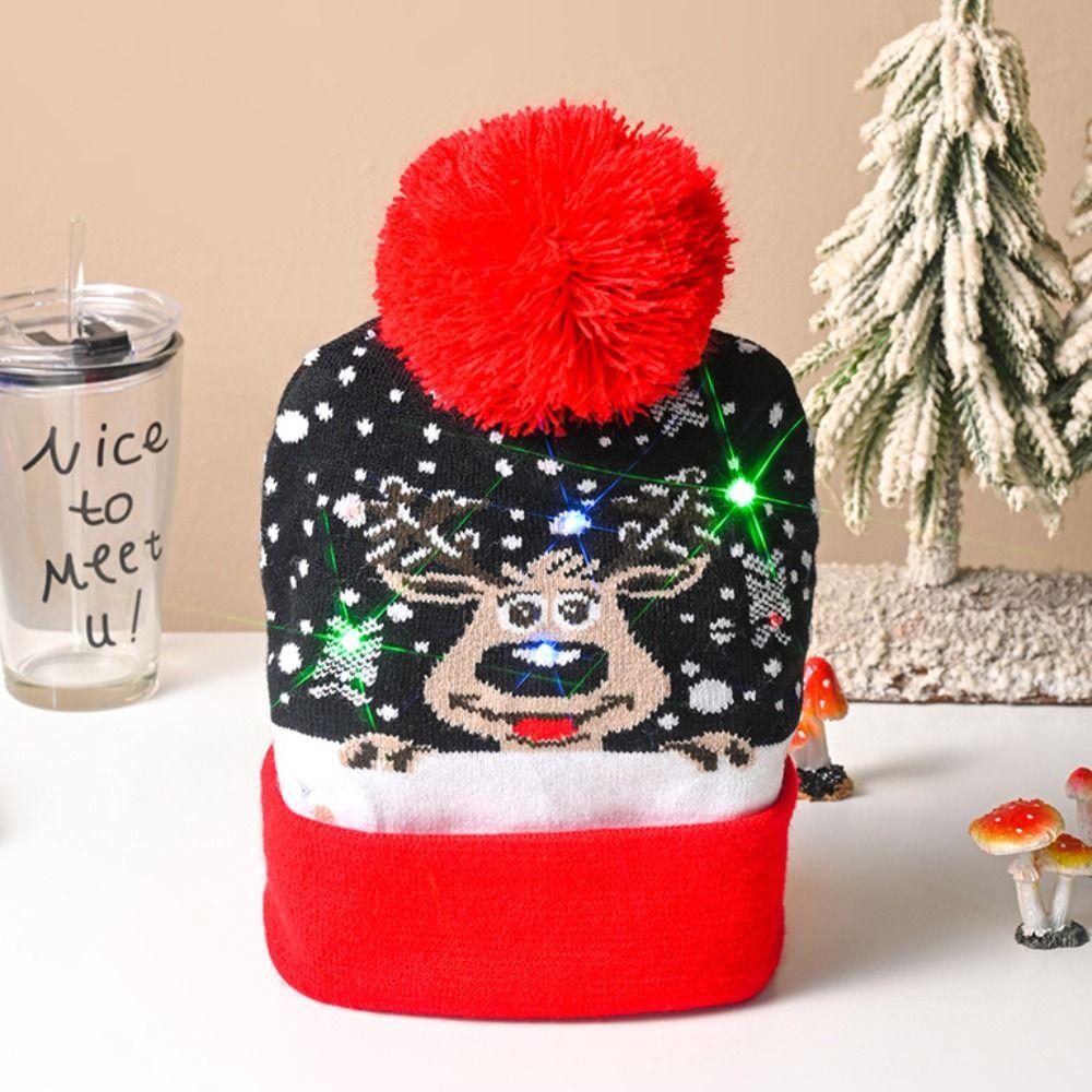 Snowman Christmas LED Light Knitted Hat Warm Christmas Knitted Hat Gifts Christmas Hat  Child