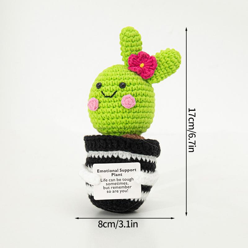 Handmade Crochet Miniature Potted Ornaments Positive Energy Card Wovening Emotional Support Plants Ornament Car Decorations
