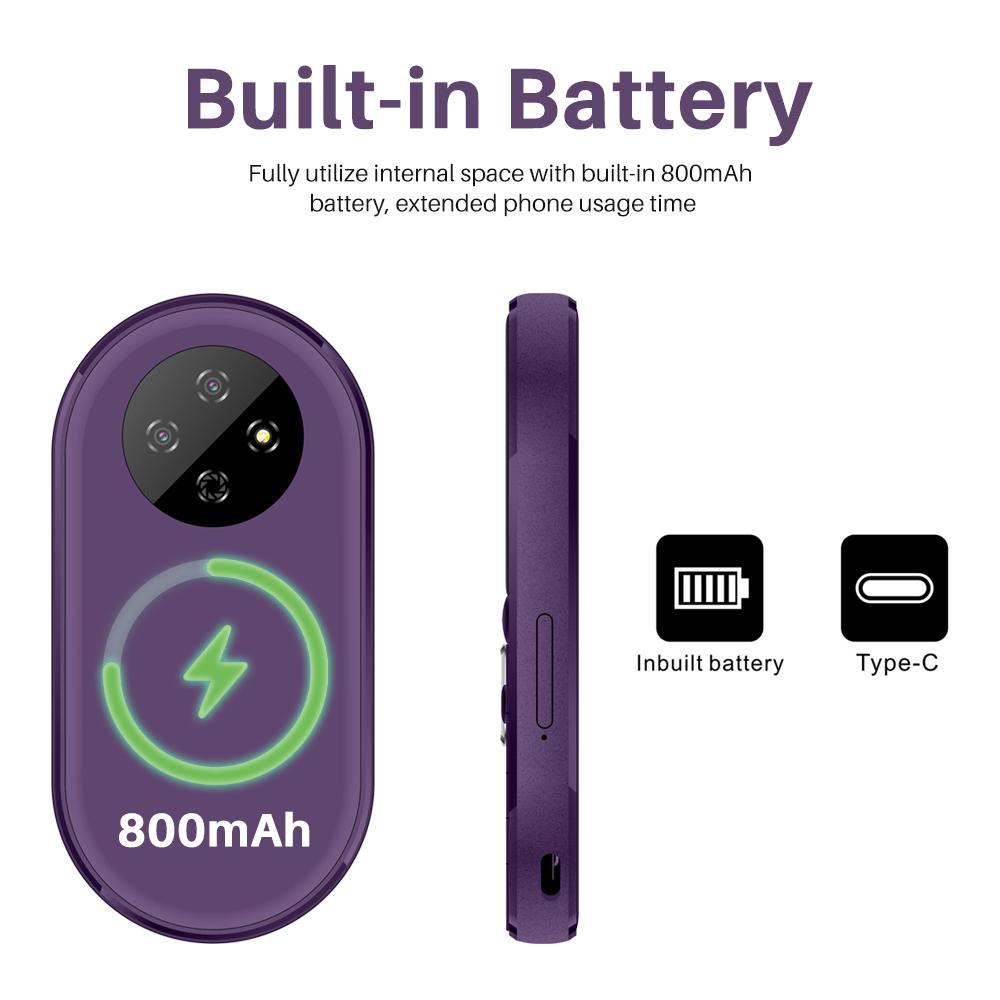 Mini Oval Small Phone, Dual SIM GSM 1.39-inch Screen Speed Dial Vibrating Frequency Modulation Radio Type-c