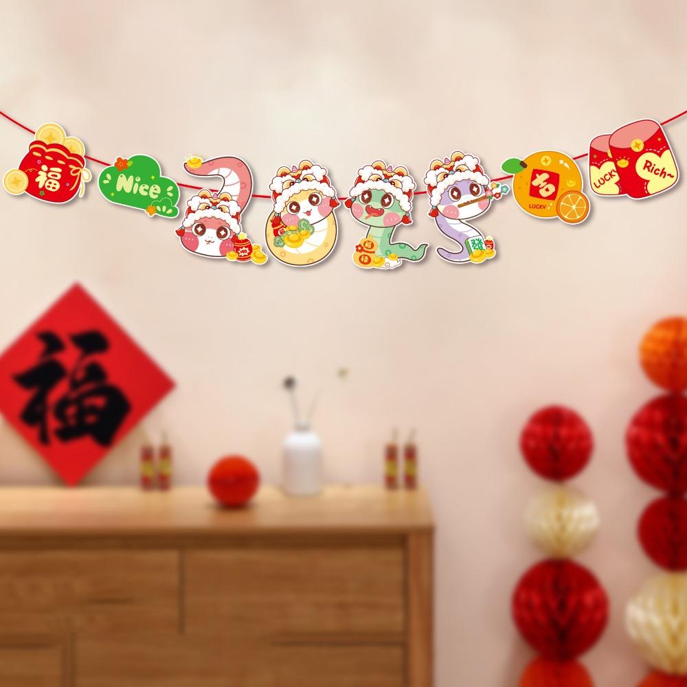 Paper Pull Flag Ornament Cartoon Snake Year Banner Hanging Snake Pendant Spring Festival