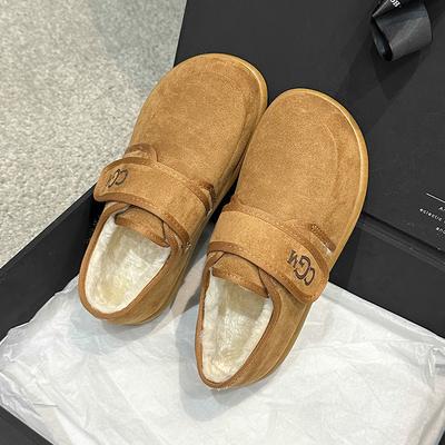 Модные женские плоские хлопковые ботинки Зимние новые с круглым носком Глубокий вырез Замшевая мягкая подошва Противоскользящие Износостойкие Низкие ботинки