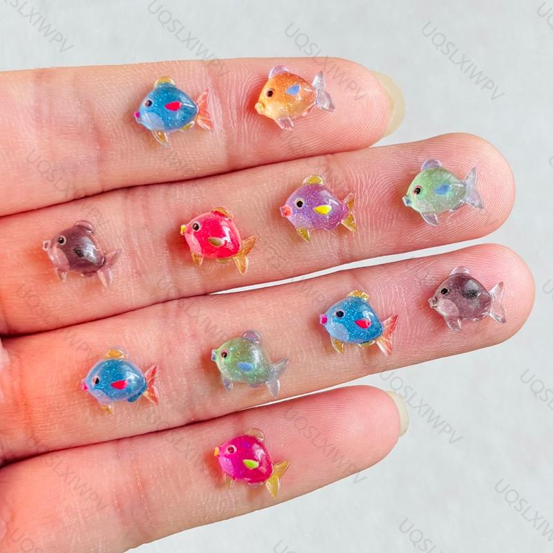 55Pieces Of Cartoon Resin Mini Colored Small Fish Rhinestone 3D Decoration Diy Production Suitable For Nail Art And Jewelry A151