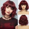 Explosive wig Color short curly hair Qi bangs Water ripple short curly hair wig Full headgear