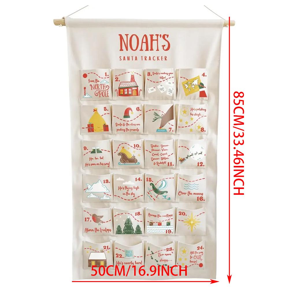 Personalised Christmas Countdown Advent Calendar Santa Tracker Christmas Keepsake Children Gift Xmas Holiday Home Wall Decor