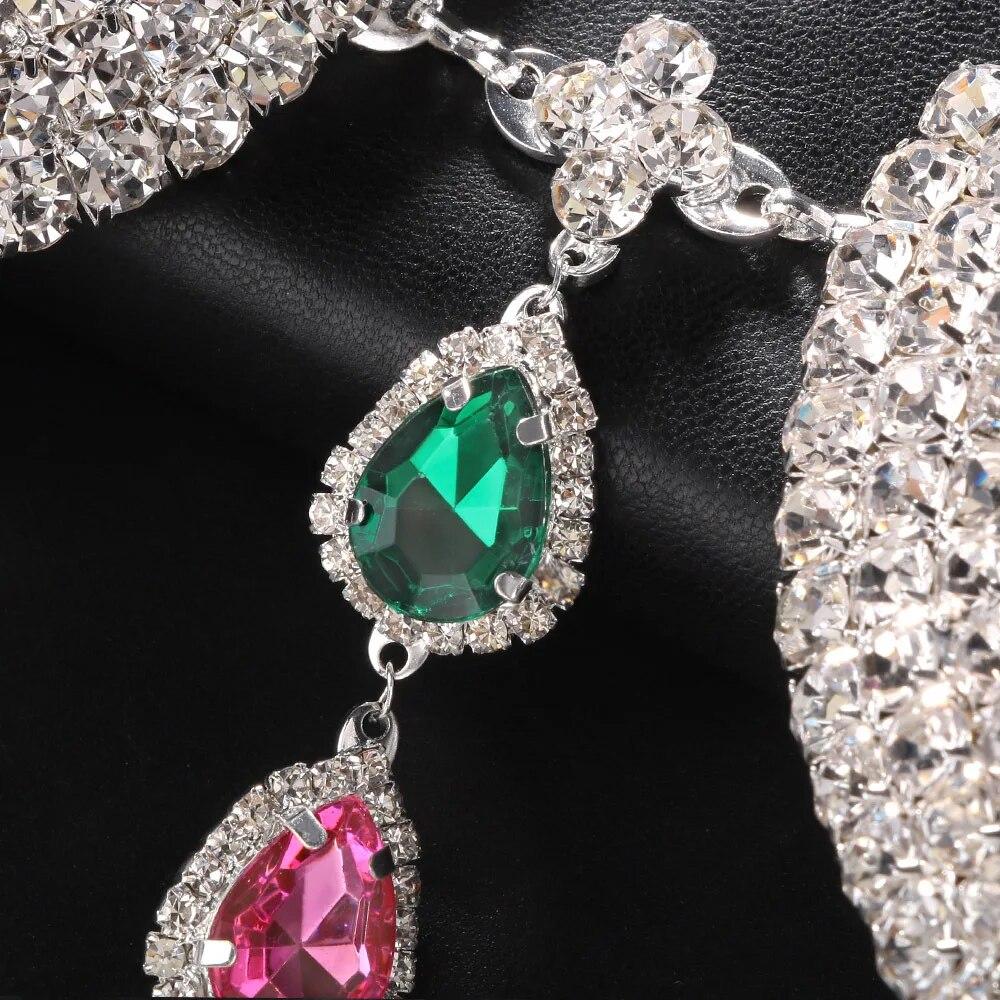 Beach Water Drop Chest Bracket Top Sexy Bikinis Body Accessories Nightclub Rave Bra Rhinestone Lingerie Jewelry for Women Dress Accessory