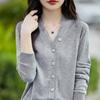 Women's Wool Sweater Qinghe Cashmere 50% Silk 50% Wool Autumn and Winter Wool Cardigan Soft and Warm