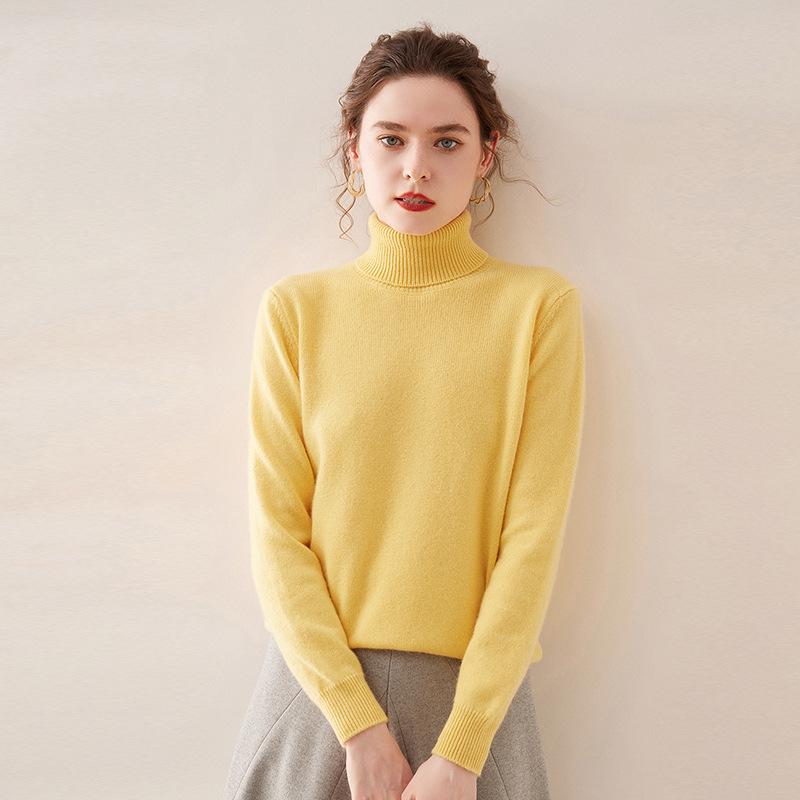 2025 Autumn/Winter Women's Solid Color Cashmere Lapel Sweater - Seven Gauge Double Ply Thickened Knit Base Layer