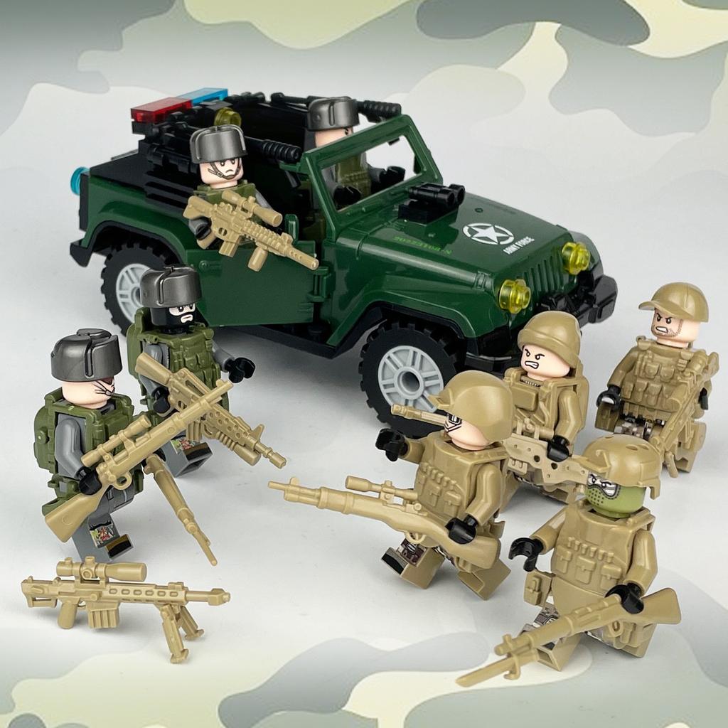 MOC Black SWAT Small Pellet Building Block Doll Police Car Off-road Vehicle Boy Military Set Building Toy