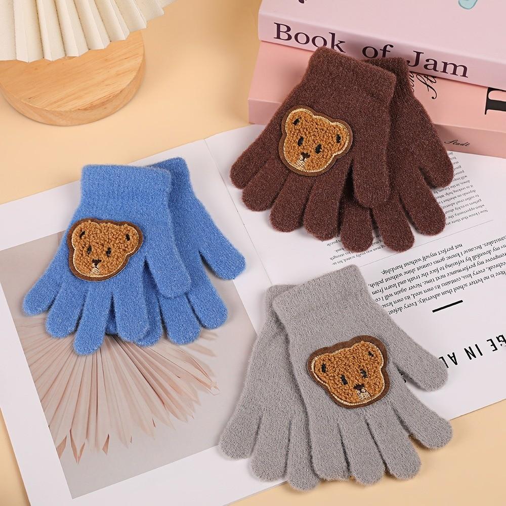 Windproof Warm Mittens Cute Cartoon Bear Full Finger Gloves New Children Gloves Children