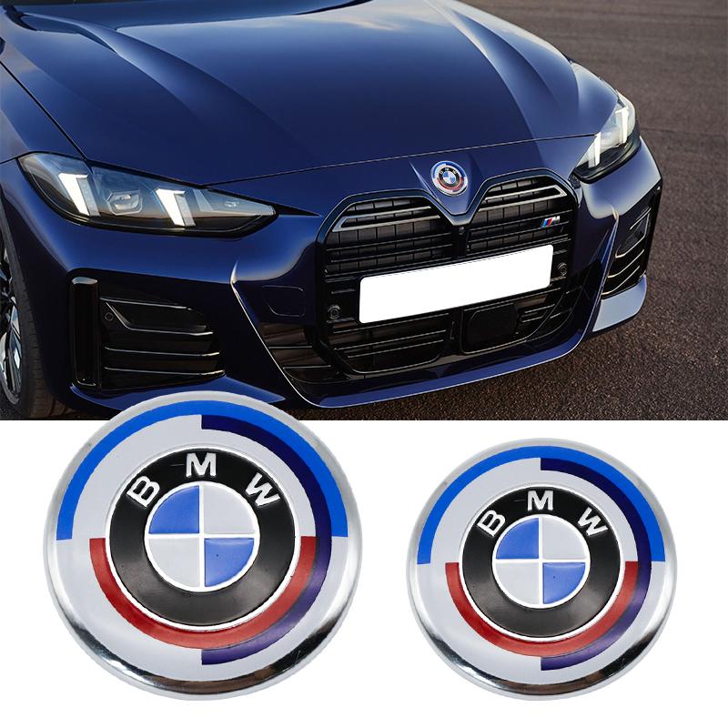 7Pcs Car Front Rear Logo Hub Center Cover Steering Wheel Center Emblem Stickers 50th Anniversary For BMW E60 E93 G01 E87 G20 NS1