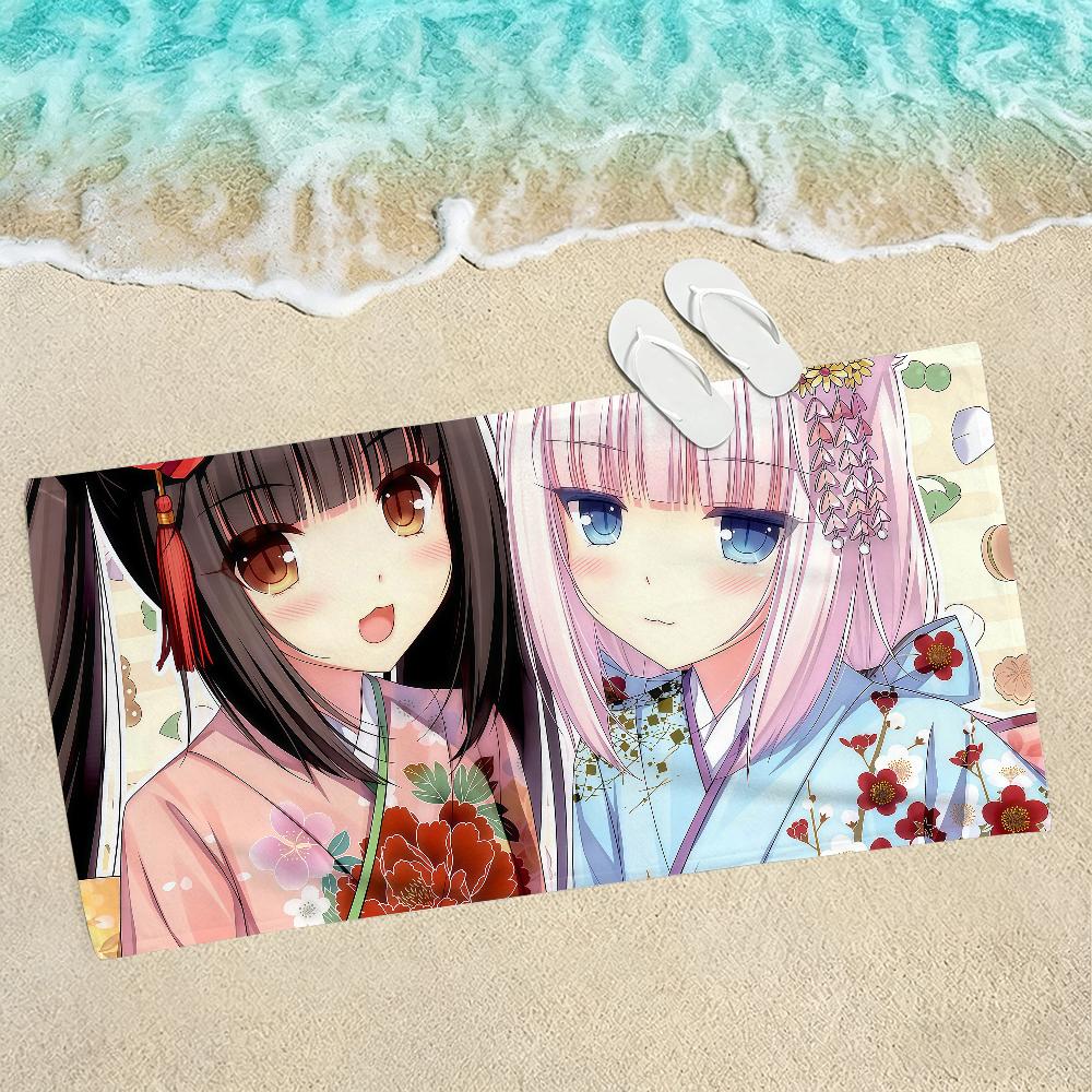 Красивая Девушка Аниме N-Nekopara Полотенце Полотенца Для Пляжей Йога-Студий Залов Горячих Источников Бассейнов И Пикников