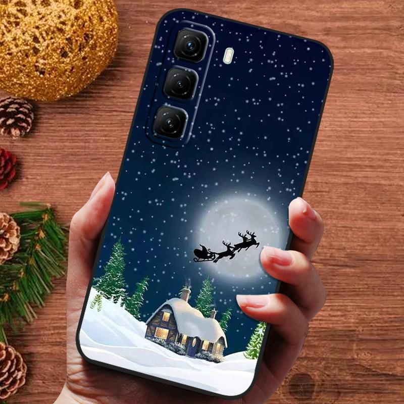 Рождественская расписная обложка для infinix Hot 40 60 50 Pro Plus 4G 50i 40i Чехол Силиконовая мягкая крышка для телефона для infinix hot 30 Play 30i