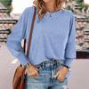 Large Size Women's Autumn Solid Color Round Neck Loose Long Sleeved Top T-shirt