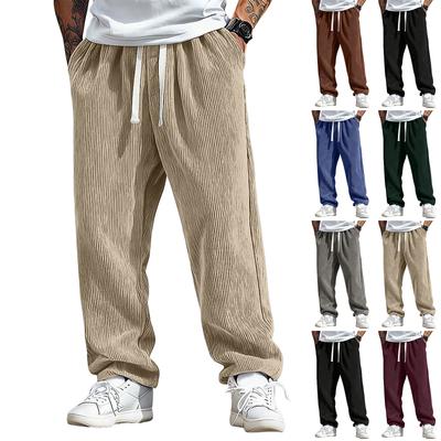 Мужские свободные повседневные брюки, эластичный пояс на кулиске, легкие с карманами, удобные и дышащие вельветовые брюки