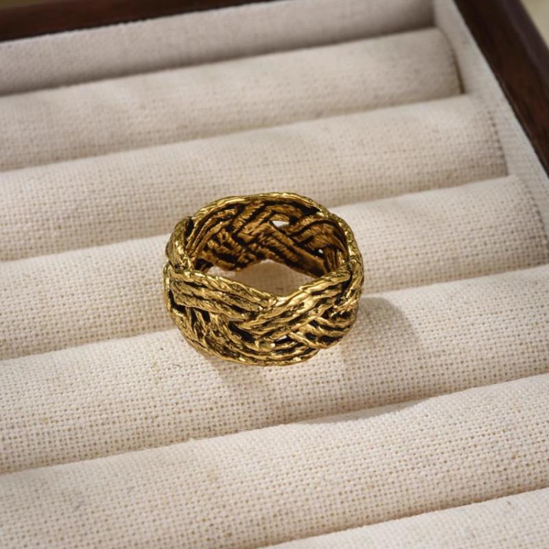 Vintage Style Geometric Copper Ring For Women Retro Fashionable Artisan Design