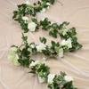 Home Decoration Living Room Rose Leaves White Flower Fake Plants Garland Hanging Vine Rose Vine