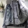 Women's Short Denim Jacket: Large Fur Collar, Korean Style, Versatile, Loose Fit, Plus Velvet, Thickened Cotton Coat
