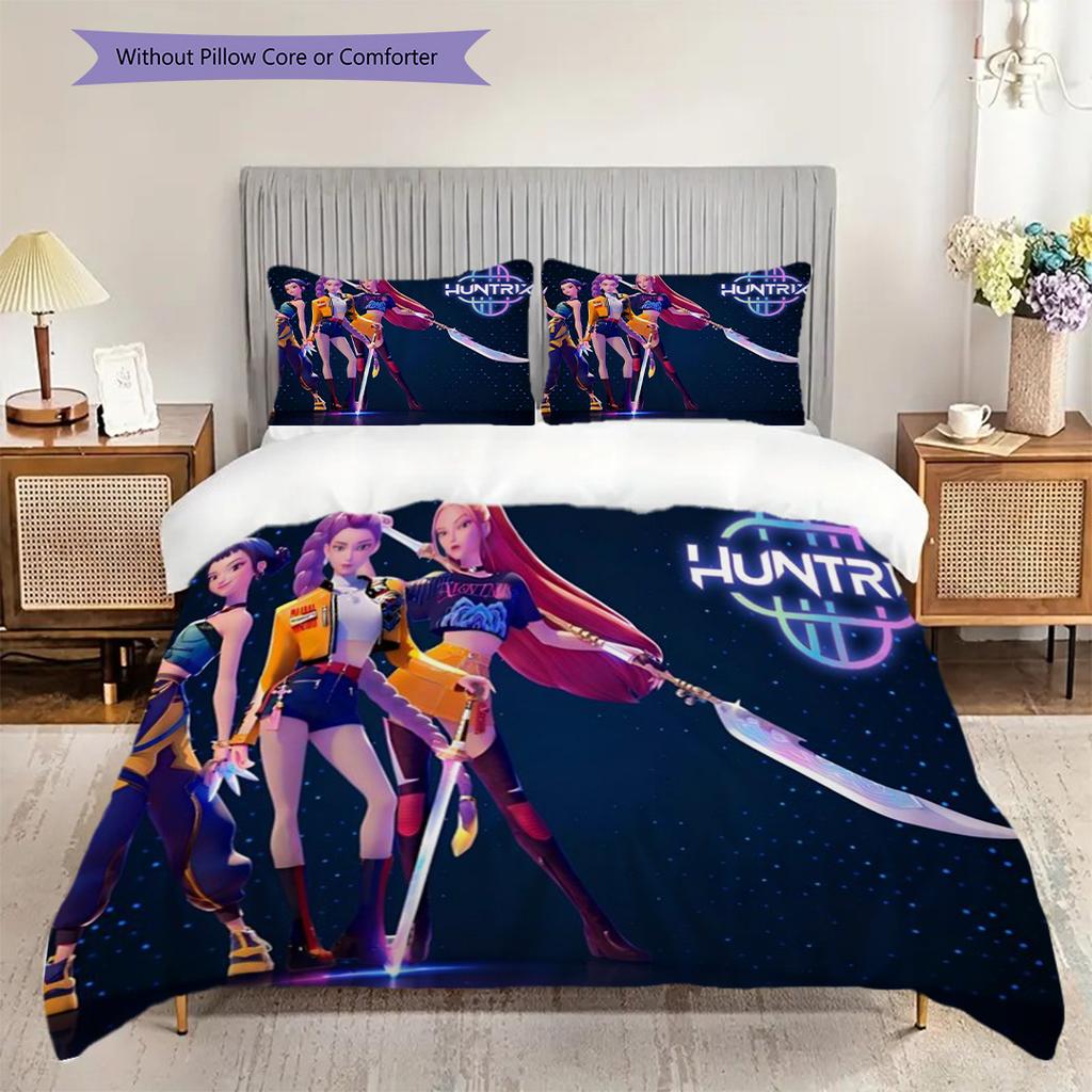 Fantasy Warriors Unite Three-piece set (1 * duvet cover + 2 * pillowcase, without core) 2D Flat Soft and comfortable Christmas birthday gift