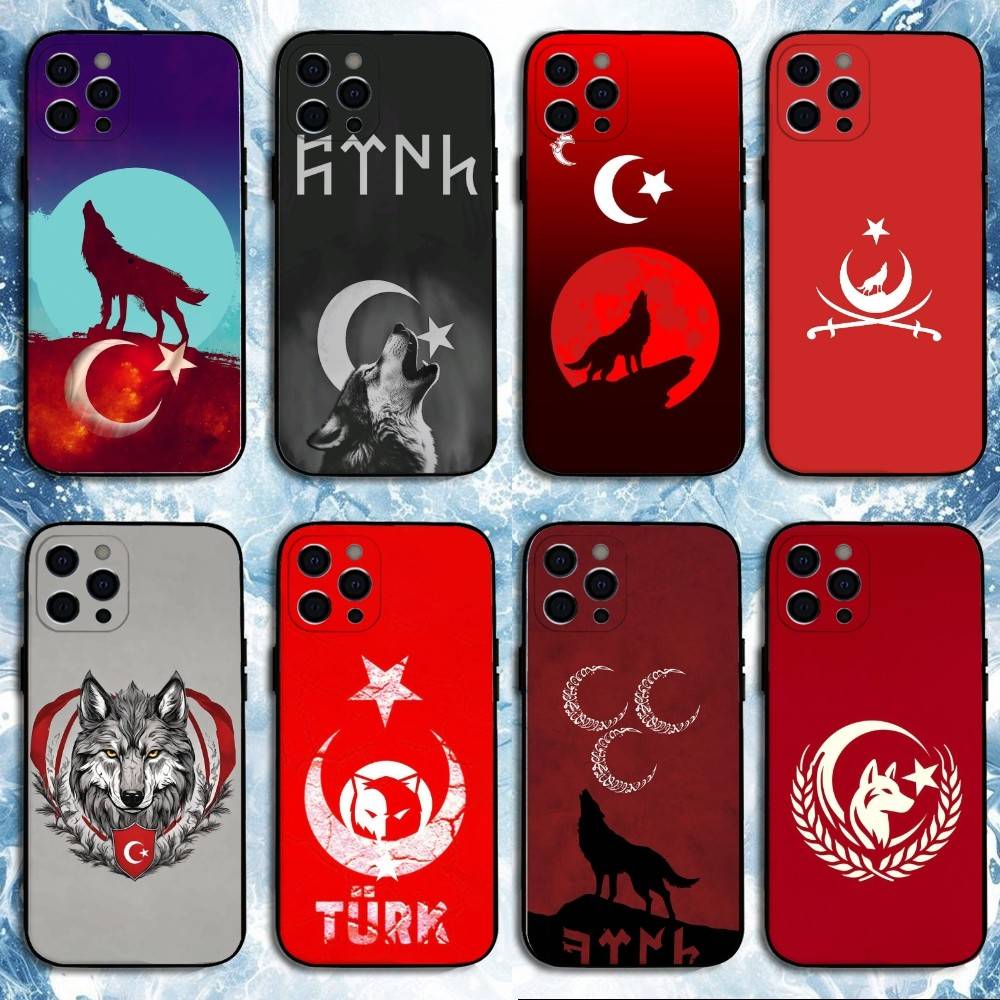 Чехол для телефона Turk Wolf Turkey Flag для iPhone 17, 16, 15, 14, 13, 12, 11 Plus, Pro Max, Мягкий силиконовый черный чехол