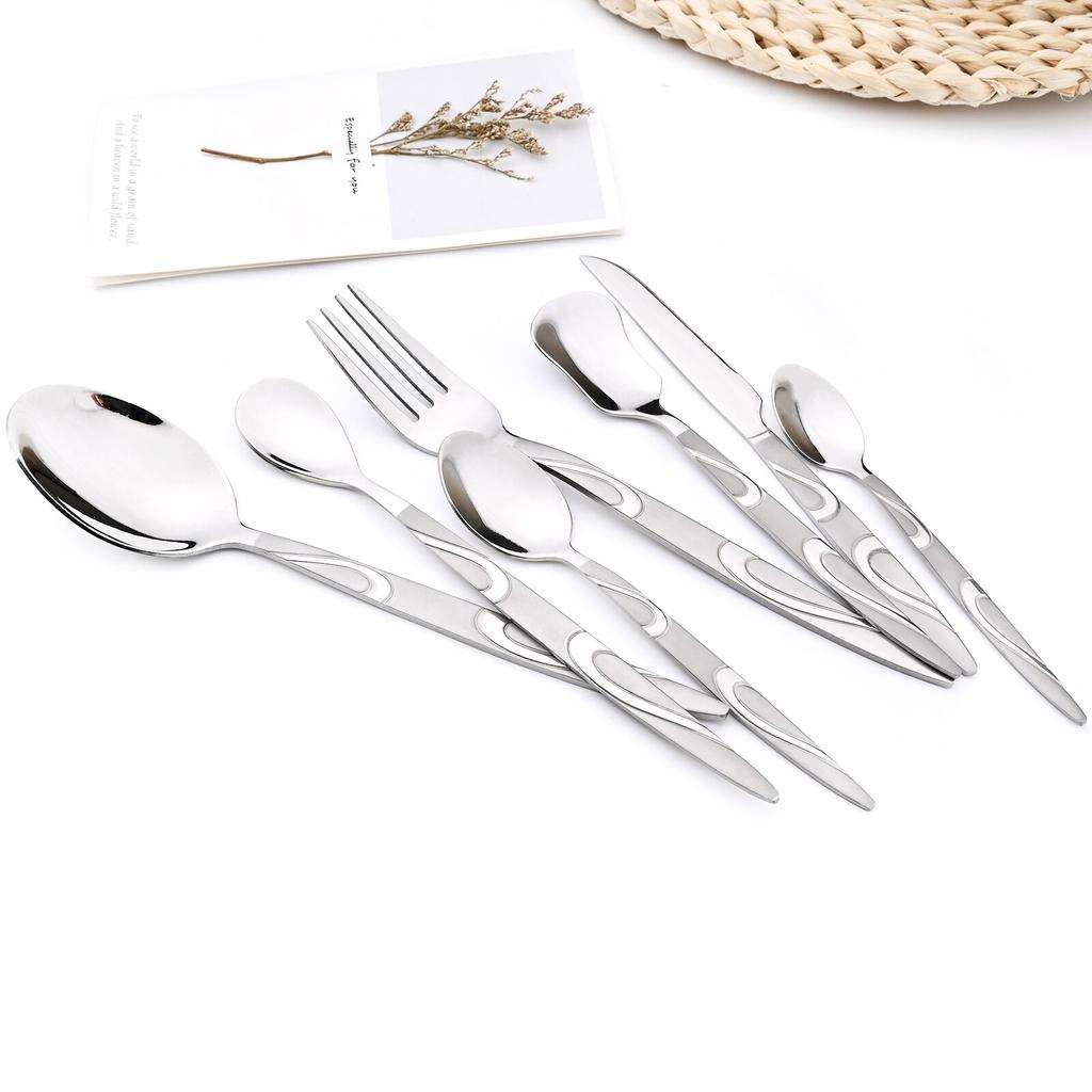 4PCS Western Vintage Silver Dinnerware Accessorie 18/10 Stainless Steel Set Repeatable Metal Spoons Fork Tableware for Kitchen Set