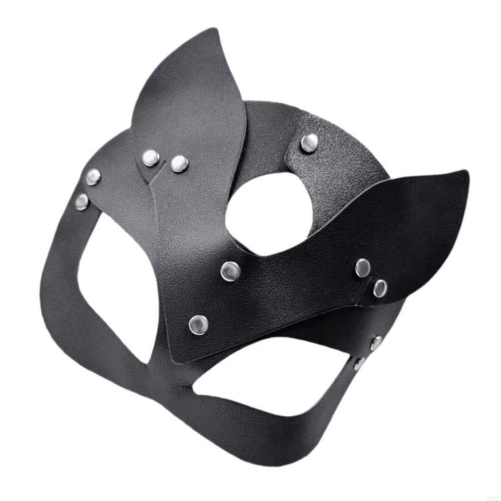 Zinc Zinc Alloy Halloween Mask Animal Ears Mask Half Face Mask Cool PU Leather Mask  Makeup