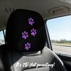Durable Polyester Car Seat Accessories 2Pcs Universal Headrest Cover with Purple Cat Paw Print, Elastic Covers Protector for Most Vehicles,