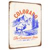 Colorado Mountain Landscape Metal Wall Art with Elk and Pine Trees Vintage Centennial State Decor