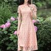 Кружевное повседневное платье Cheongsam средней длины с низким вырезом, облегающее платье больших размеров в китайском стиле Ao Dai