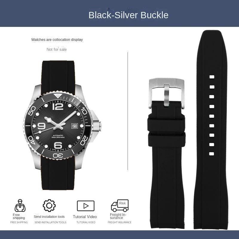 Резиновый силиконовый ремешок для Citizen Tissot Seiko Rolex с изогнутым концом, спортивный водонепроницаемый ремешок для часов, оранжевый браслет 18/19/20/21/22 мм