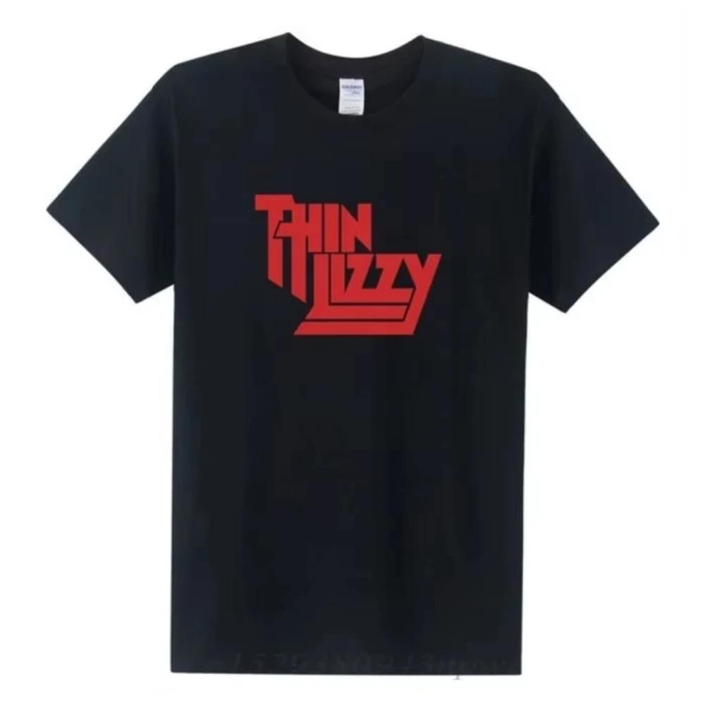 2025 Хэви-метал Футболка Thin Lizzy Мужские топы Музыкальный певец Футболка Короткий рукав Хлопок Круглый вырез Футболка Топ Одежда