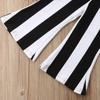 Baby Girls Summer Clothes Set Sleeveless Letter Print O-neck Ruffle Tops+Stripe Bell Bottom Pants Kids 2Pcs Casual Outfits